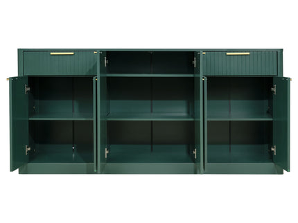 Large Fluted Buffet Sideboard, Wine Bar Storage Cabinet With 6 Doors & 2 Drawers