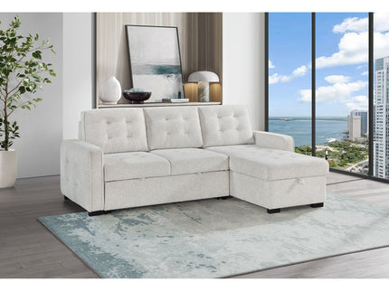 Gustavo - Sofa, Pull Out Bed, Storage Chaise, USB And Cup Holders - Beige