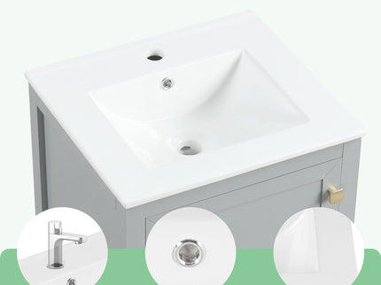 Bathroom Vanity With Sink, Soft Closing Cabinet Door, Storage Rack And Drawer