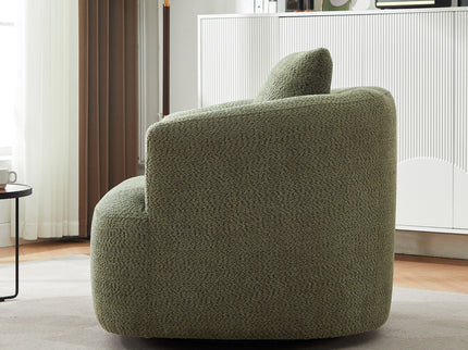 360° Swivel Barrel Sofa Chair With Throw Pillow, Upholstered Accent Chair