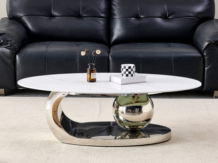 Oval Coffee Table With Geometric Precision