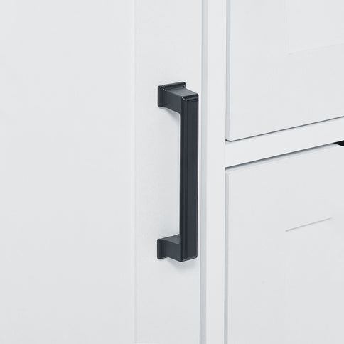 Freestanding Bathroom Storage Cabinet With Doors And Drawers, Adjustable Shelf, Open Shelves - White