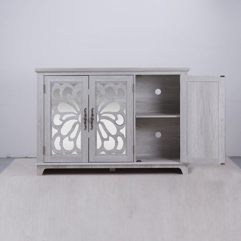3 Door Mirrored Sideboard Cabinet With Adjustable Shelves