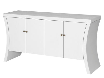 Refined Industrial 4 Door Credenza With Arc Legs & Clasps
