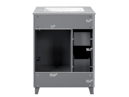 Transitional Style Bathroom Vanity Cabinet With Ceramic Sink