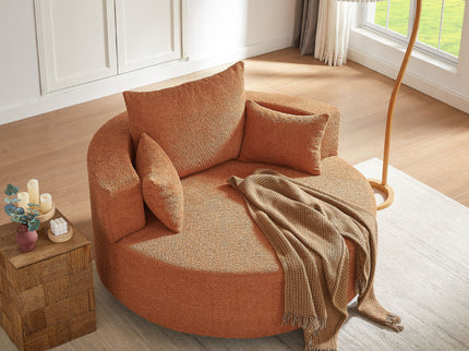 360° Swivel Accent Barrel Chair With 3 Removable Pillows For Living Room