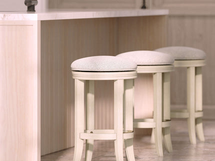 Backless Swivel Stool With Upholstered Seat