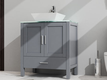 Bathroom Vanity And Sink Combo Glass Top Cabinet With Mirror