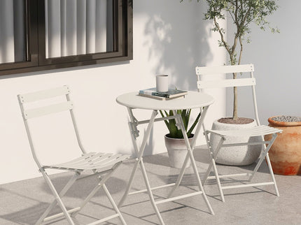 3 Piece Patio Bistro Set Of Foldable Round Table And Chairs