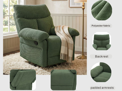 Swivel Rocker Recliner Chair With Manual Recline For Living Room