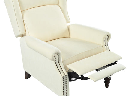 Push Back Recliner Chair Upholstered Recliner Armchair With Classic Wing Back And Solid Gourd-Shaped Legs