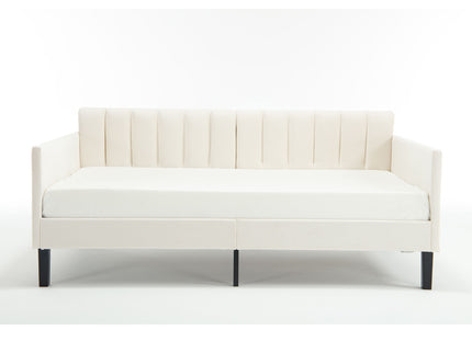 Elena - Boucle Upholstered Daybed, Ribbed Tufted Backrest
