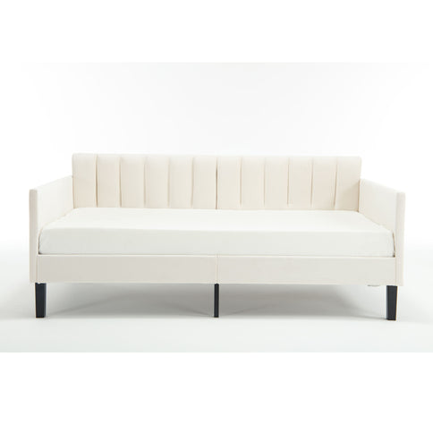 Elena - Boucle Upholstered Daybed, Ribbed Tufted Backrest