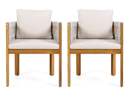 Outdoor Dining Chairs With Mix Rope Handles (Set of 2)