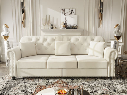 Upholstered Sofa Set With Nailhead Trim And Rolled Armrests, Includes Pillows