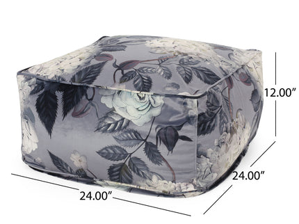 Hazel - Large Square Pouf With Flower Print