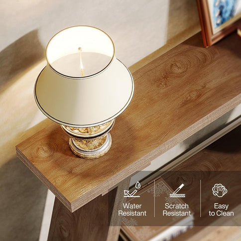 Console Table Extra Long Sofa Table With 2 Tier Shelves For Living Room