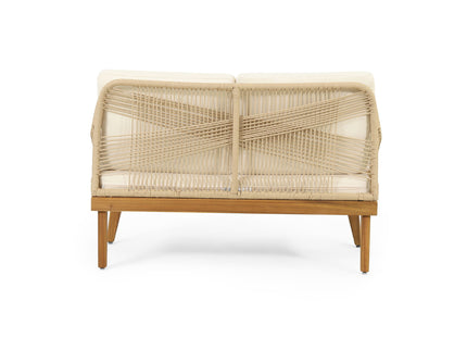 Hueber - Outdoor And Rope 4 Seater Chat Set With Cushions - Teak