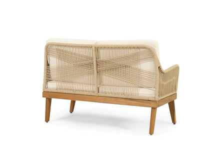 Hueber - Outdoor And Rope 4 Seater Chat Set With Cushions - Teak
