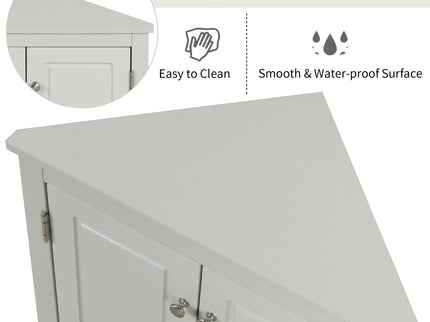 Triangle Bathroom Storage Cabinet With Adjustable Shelves, Freestanding Floor Cabinet For Home Kitchen