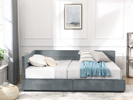 Elegant Storage Upholstered Tufted Bed Frame With Backrest And Armrests