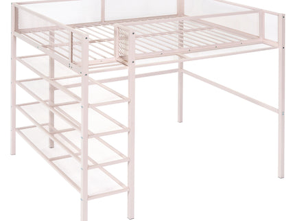 Loft Bed With 4 Tier Shelves And Storage