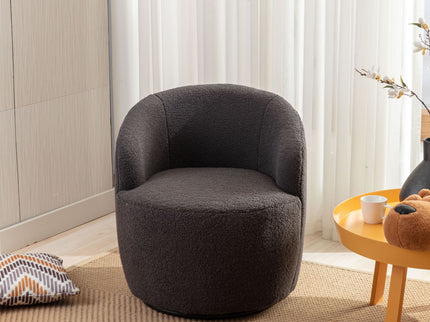 Teddy Fabric Swivel Accent Armchair Barrel Chair With Powder Coating Metal Ring