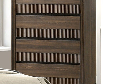 Flair Rounded Edges 1 Piece Chest, 5 Drawer Storage Bedroom Furniture - Brown