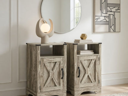 Farmhouse Nightstand, Charging Station & Storage