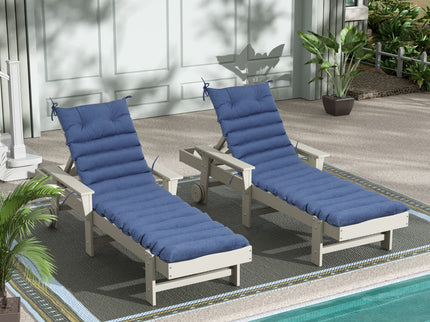 2 Piece Outdoor Chaise Lounge Chair Cushion Set