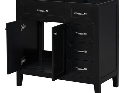 Modern Bathroom Vanity Base Only, 2 Doors And 3 Drawers