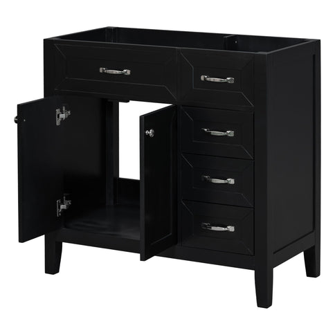 Modern Bathroom Vanity Base Only, 2 Doors And 3 Drawers