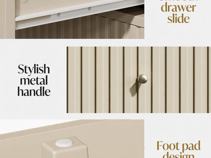 Fluted Nightstand With 2 Drawers