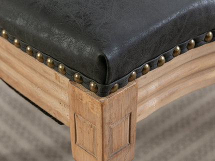 French Style Solid Wood Frame Antique Painting, Hand-Pulled Buckle Decoration Artificial Dining Chair With Nailhead Trim, Wood Legs