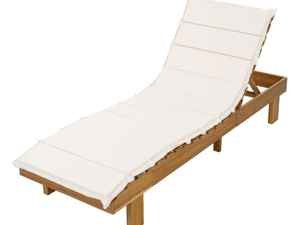 Chaise Lounge With Multi Fold Cushion, 3 Position Adjustable Backrest For Patio - Beige / Teak