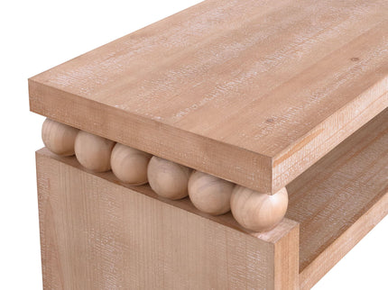 Modern Rustic Console Table, Wood Entryway Table With Shelf & Decorative Bead Detail - Natural