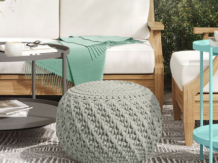 Nisi - Round Knitted Outdoor / Indoor Pouf - Light Gray