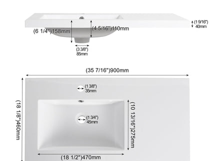 Wall Mounted Floating Bathroom Vanity With Sink, Door & Drawers Modular Cabinet