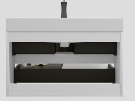 Alice - Bathroom Vanity With Large Storage, Sink Wall Mounted Floating Bathroom Vanity For Modern Bathroom, One-Piece Sink Basin Without Drain And Faucet