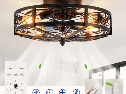 Mounting Type Ceiling Fan, Reversible Motor, DC Remote Control, 6 Speed Ceiling Fan - Matte Black