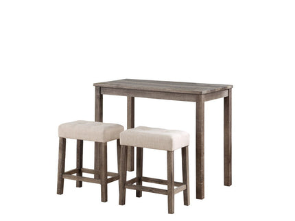 Lux - 3 Piece Counter Height Pub Table With Tufted Stools (Set of 3)