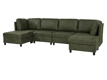 Modular Sectional Sofa With Custom Configuration And Removable Cushions - Olive
