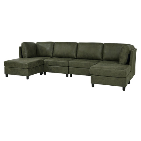 Modular Sectional Sofa With Custom Configuration And Removable Cushions - Olive