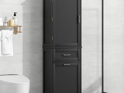 Tall Freestanding Bathroom Storage Cabinet With Adjustable Shelf And 2 Drawers
