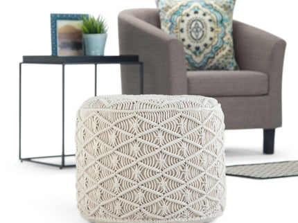 Coates - Round Macrame Pouf - Natural