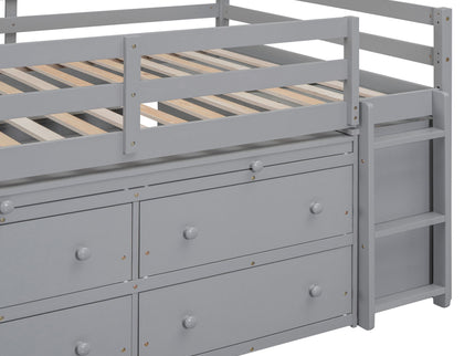 Loft Bed With Retractable Writing Desk And 4 Drawers, With Lateral Portable Desk And Shelves
