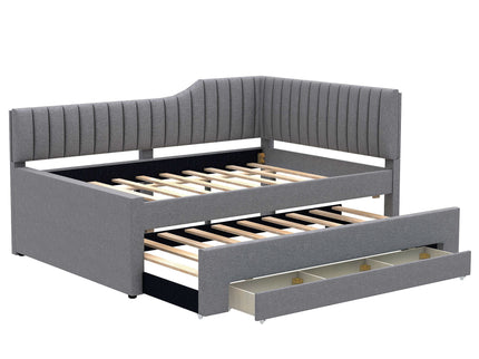 Upholstered Daybed With Trundle And 3 Drawers