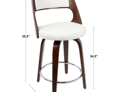 Cecina - Mid-Century Modern Fixed Height Counter Stool With Swivel And Round Footrest (Set of 2)