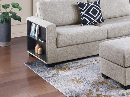 Reversible Sectional Sofa With Built In Shelf And Storage Ottoman, L - Shaped Living Room Furniture