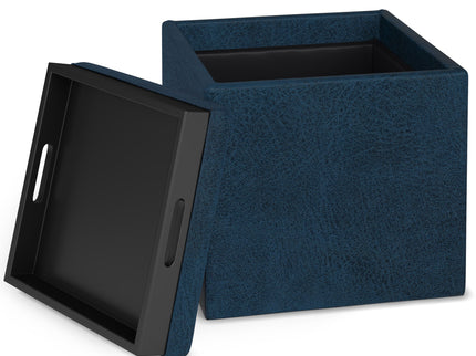 Rockwood - Upholstered Cube Storage Ottoman With Tray